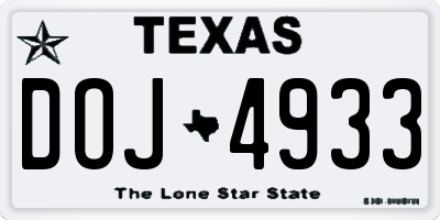 TX license plate DOJ4933