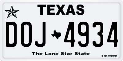 TX license plate DOJ4934