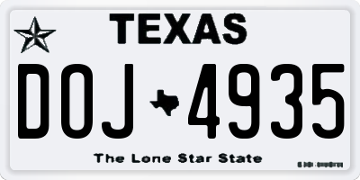 TX license plate DOJ4935