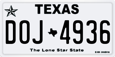 TX license plate DOJ4936