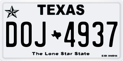 TX license plate DOJ4937