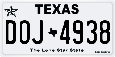 TX license plate DOJ4938