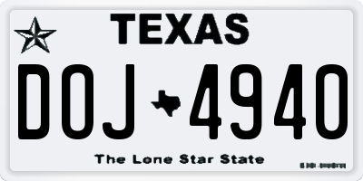 TX license plate DOJ4940