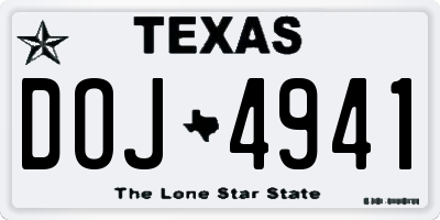 TX license plate DOJ4941