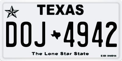 TX license plate DOJ4942