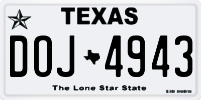 TX license plate DOJ4943