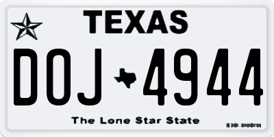 TX license plate DOJ4944