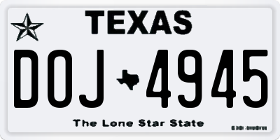 TX license plate DOJ4945