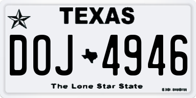 TX license plate DOJ4946