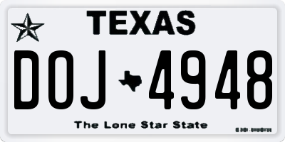 TX license plate DOJ4948