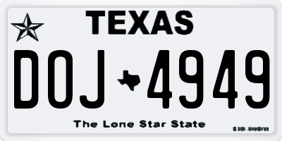 TX license plate DOJ4949