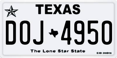 TX license plate DOJ4950