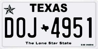 TX license plate DOJ4951