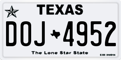 TX license plate DOJ4952