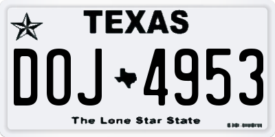 TX license plate DOJ4953