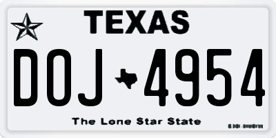 TX license plate DOJ4954