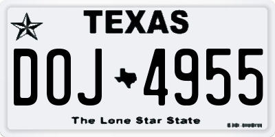 TX license plate DOJ4955