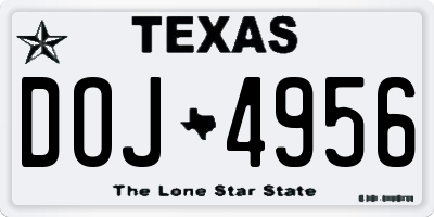 TX license plate DOJ4956