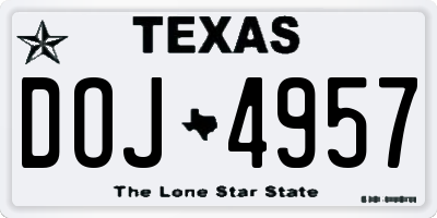 TX license plate DOJ4957