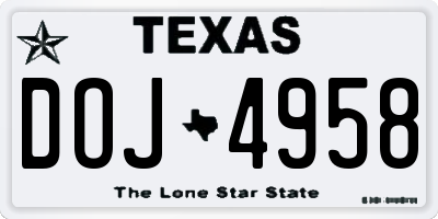 TX license plate DOJ4958