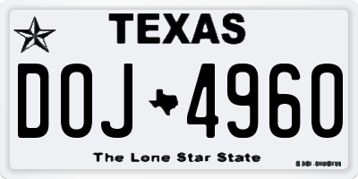TX license plate DOJ4960
