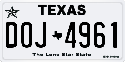 TX license plate DOJ4961
