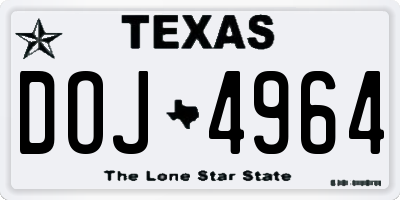TX license plate DOJ4964