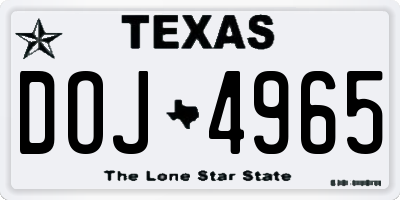 TX license plate DOJ4965