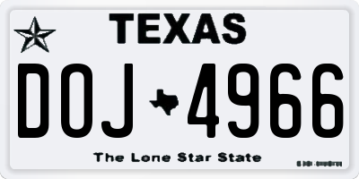 TX license plate DOJ4966
