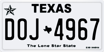 TX license plate DOJ4967