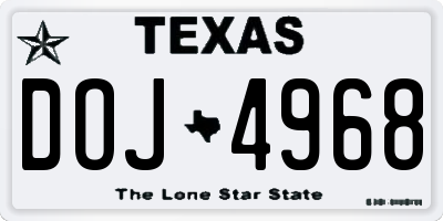 TX license plate DOJ4968