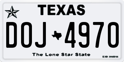 TX license plate DOJ4970