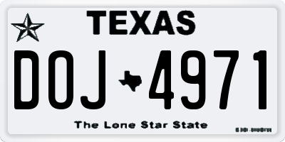 TX license plate DOJ4971