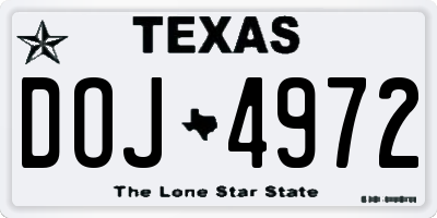TX license plate DOJ4972