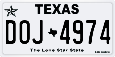 TX license plate DOJ4974