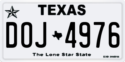 TX license plate DOJ4976