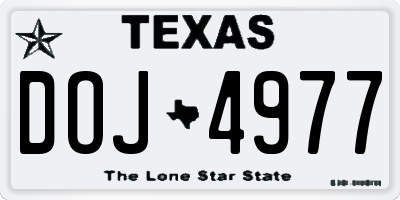 TX license plate DOJ4977