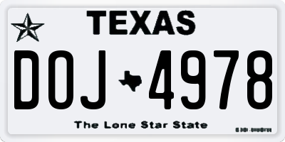 TX license plate DOJ4978