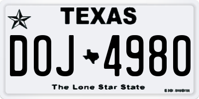 TX license plate DOJ4980