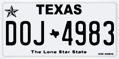 TX license plate DOJ4983