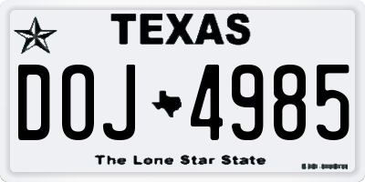 TX license plate DOJ4985