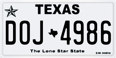 TX license plate DOJ4986