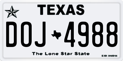 TX license plate DOJ4988
