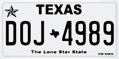 TX license plate DOJ4989