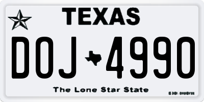 TX license plate DOJ4990