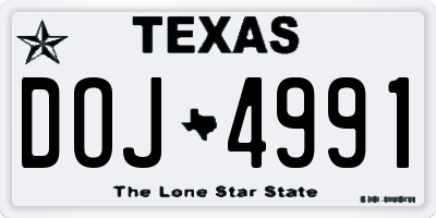 TX license plate DOJ4991