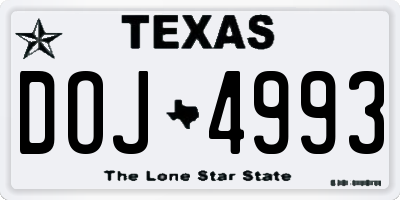TX license plate DOJ4993
