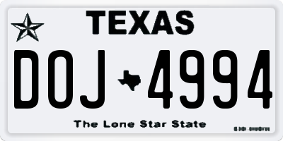 TX license plate DOJ4994