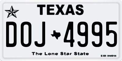 TX license plate DOJ4995