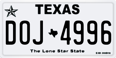 TX license plate DOJ4996